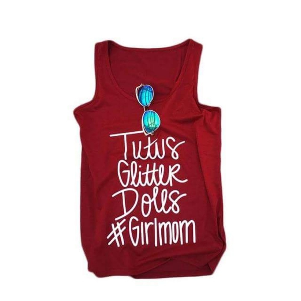 Girl mom Red tank